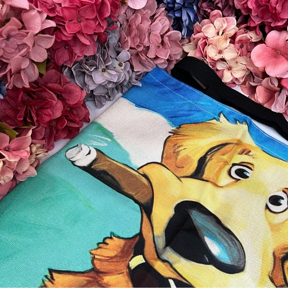 Eco-Friendly Goofy Golden Retriever Dog Folding Tote Bag - Picture 8 of 15